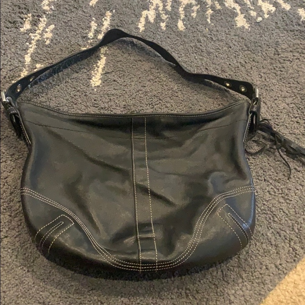 Authentic Black leather Coach hobo bag